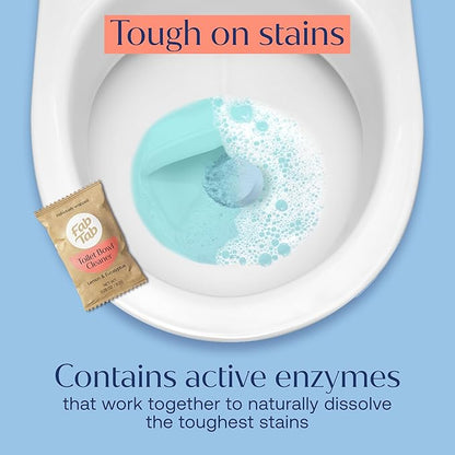 Fab Tab Toilet Bowl Cleaner Tablets, Powerful Stain Removal, No Harsh Chemicals, Plastic-Free, Removes Rust & Stains, Safe for Regular and Septic Tank Toilets, Lemon & Eucalyptus Scent
