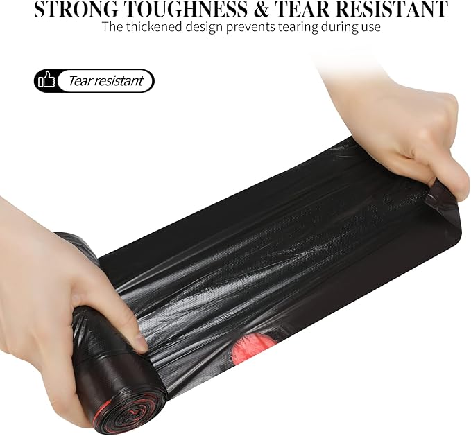 3Rolls Drawstring Small Trash Bags,4 Gallon Thicken Drawstring Small Garbage Bags for Kitchen,Bathroom,Bedroom,Home,Office Trash Cans，60 Counts (Black)
