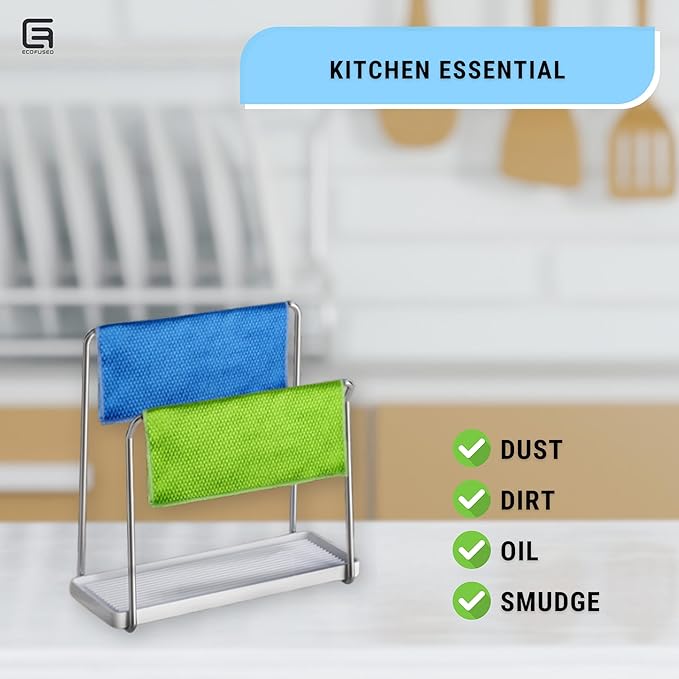 Eco-Fused Double Sided Cleaning Cloths - 6 Pack - 8 x 8 inch - Fishscale and Suede Cloth for Stainless Steel, Windows, Mirrors, Smartphones, LCD, Screens, Camera Lenses, Delicate Surfaces