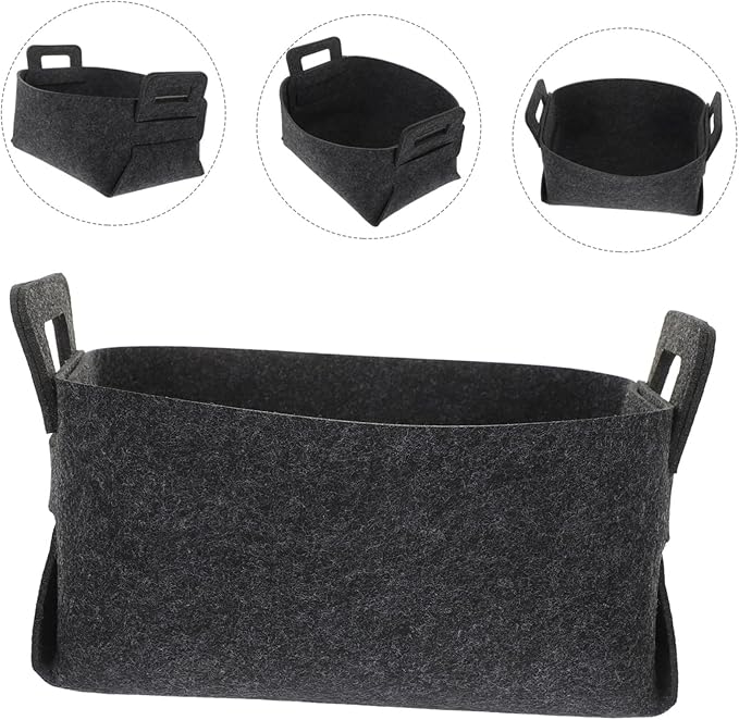 GLEAVI Foldable Portable Laundry Hamper Basket Capacity Clothes Storage Organizer for Bedroom Bathroom Decorative Dark Gray Felt Laundry Basket