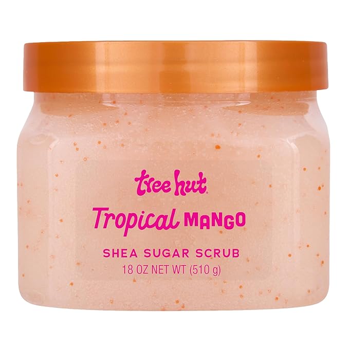 Tree Hut Tropical Mango Shea Sugar Scrub, Easter Gifts for Women, Exfoliating, Hydrating & Moisturizing Body Scrub with Shea Butter & Nourishing Essential Oils, Smooth & Soften Skin, 18 oz