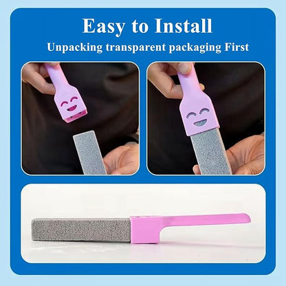Pumice Stone Toilet Bowl Cleaner with Handle, Pumice Sticks Pumice Scouring Pad Powerfully Remove Hard Water Ring, Calcium Buildup, Cleaning Pool, Toilet, Kitchen Sink, Grill, Bathtubs, 5 Pack Pink