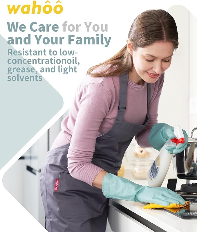 LANON wahoo Skin-Friendly Cleaning Gloves, Unlined Dishwashing Rubber Gloves, Kitchen, Non-Slip, Surf Spray, Small