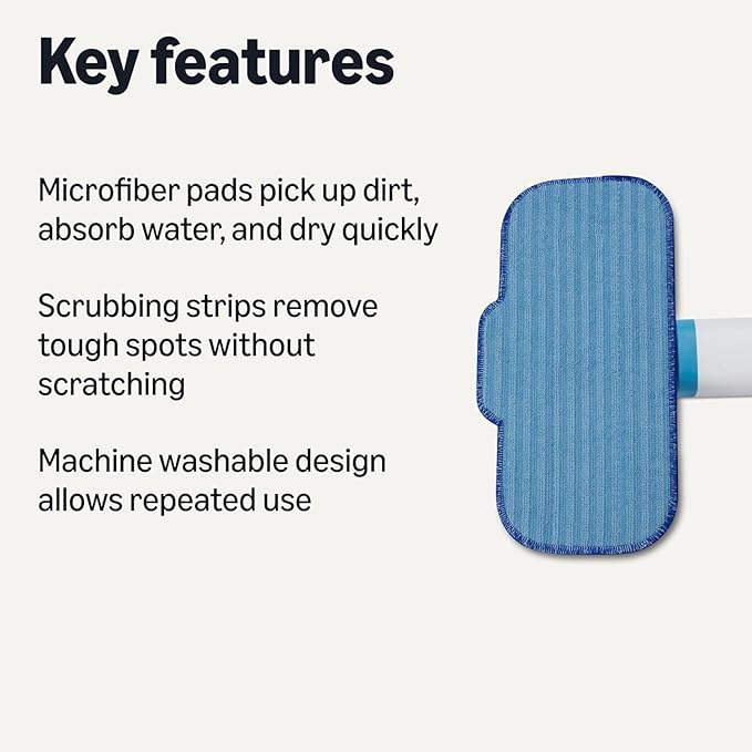 5 Pack Steam Mop Replacement Pads Compatible with Aspiron Steam Cleaners AS-CA019, Floor Steamer Pads Washable, Reusable Microfiber Cleaner Pads All Hard Floors, 5-Pack