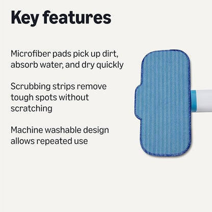 5 Pack Steam Mop Replacement Pads Compatible with Aspiron Steam Cleaners AS-CA019, Floor Steamer Pads Washable, Reusable Microfiber Cleaner Pads All Hard Floors, 5-Pack
