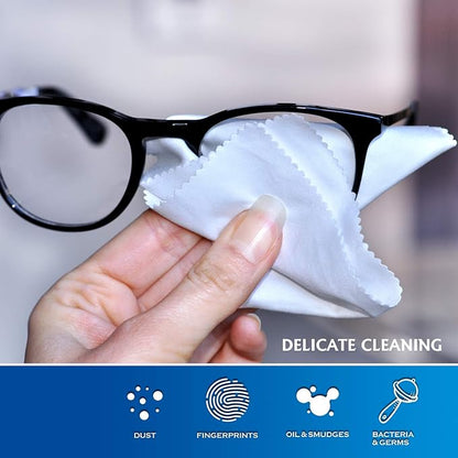 AAwipes Eyeglasses Cleaning Cloth Microfiber Cleaning Cloths 30 Pack for Cleaning Glasses, Lenses, Phones, Screens, Camera,Silverware, Any Other Delicate Surfaces (6"x7", 10 White + 20 Dark Grey)