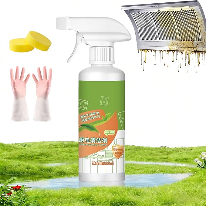 Electrolyzed Ion Kitchen Cleaner Spray, Multi-purpose Cleanse Kitchen Appliance Cleaner, 300ml Kitchen Grime Remover for Hold, Oven, Stove, Range Hood, Easy Cleaning Household Items (1PC, 300ML)