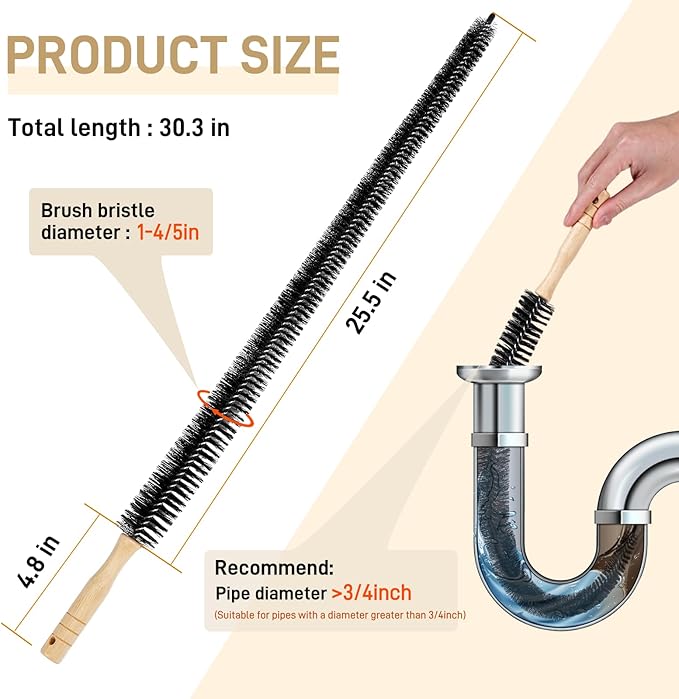 30 Inch Dryer Vent Cleaner Dryer, Long Flexible Dryer Vent Cleaner & Refrigerator Condenser Coil Brush Lint Brush Vent Cleaner Vent Trap Cleaner Lint Trap Cleaning Tool