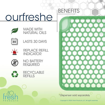 Fresh Products ourfreshe Plug In Air Freshener 30 Day Refills Replace Messy Aerosols with Dry Fragrance For Use in Medium Sized Spaces Cucumber Melon 6 Pack