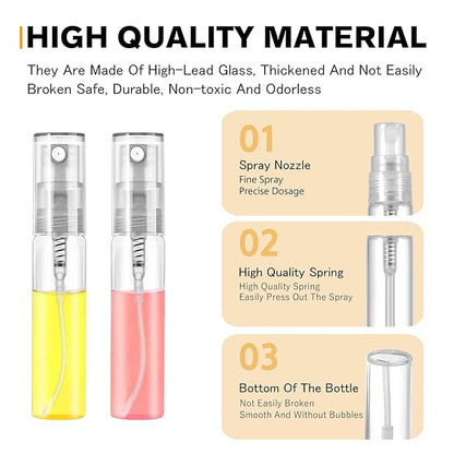 Mini Spray Bottle 5ml, Refillable Glass Spray Bottle, Glass Bottle Atomizer, Perfume Mouthwash Atomizer for Cleaning Refillable Container for Travel, Essential Oils, Perfume 60 Pcs, 5ml