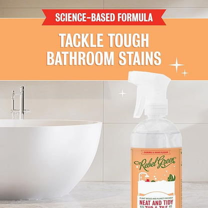 Rebel Green Neat and Tidy Tub & Tile Bathroom Cleaner Spray - Chamomile Orange Blossom Scent - Plant-Based Formula for Showers, Sinks, Tubs, Toilets, and Tile - 16 fl oz - 2 Pack