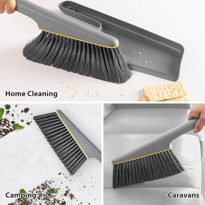 Small Broom and Dustpan Set, Hand Mini Dust-Pan and Brush, Handheld Portable Compact, 1 Piece, Gray