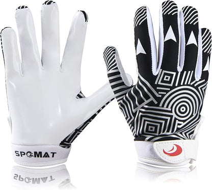 Youth Football Gloves Kids Silicone Grip Receiver Gloves with Super Stick Ability for Best Game Experience