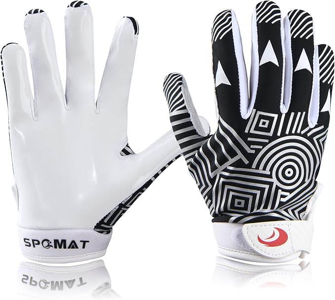 Youth Football Gloves Kids Silicone Grip Receiver Gloves with Super Stick Ability for Best Game Experience
