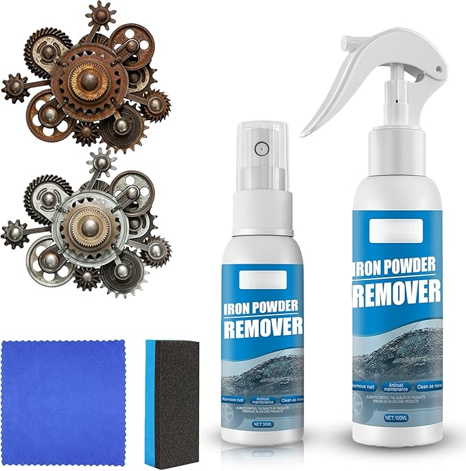 Multi-functional Quick-acting Rust Removal Spray, Iron Powder Remover Spray, Portable Rust Remover Sprays for Metal, for Paint, Tools, Car, Hardware - 100ML (S+L)