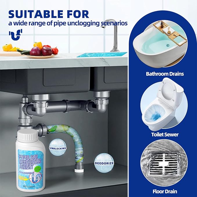 Liapu 3pcs Drain Clog Remover, Pipeline Dredging Agent, Powerful Quick Cleaning Drain Toilet Cleaner Tool, Unclog Toilet Clog And Kitchen Sink Pipe Unblocker Powder