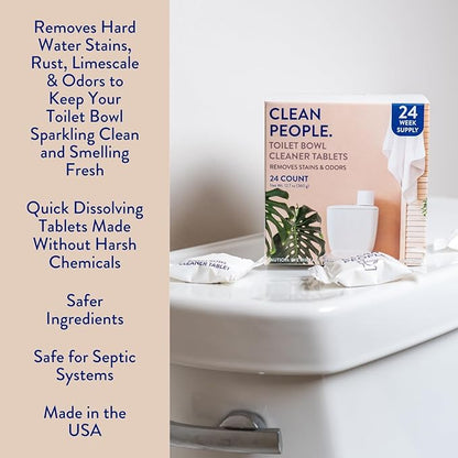 THE CLEAN PEOPLE Toilet Bowl Cleaner | Eco Friendly Toilet Bowl Cleaner Tablets for Removing Hard Water Stains, Rust, and Limescale Buildup (12 Count)