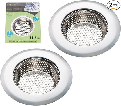 Fengbao 2PCS Kitchen Sink Strainer - Stainless Steel, Large Wide Rim 4.5" Diameter