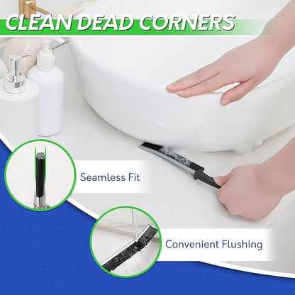 BOOMJOY Grout Brush with Long Handle, Grout Cleaner Brush for Tile Floors, Stiff Bristles for Crevice, Tile Line, Shower, Kitchen, Bathroom