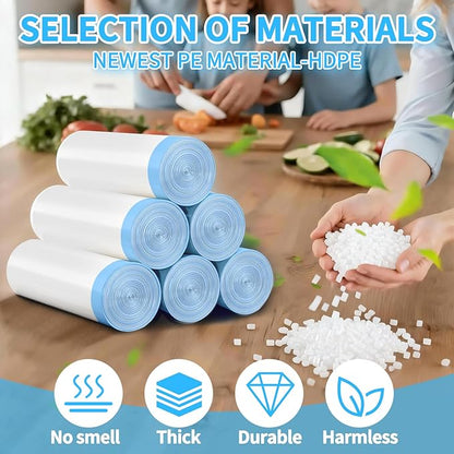 200 Count Small Trash Bags for 2.6-Gallon (10 L) Trash Cans,Thick Pre-separated Garbage Bags,Mini Wastebasket can Liners for Bathroom Bedroom Office(White)