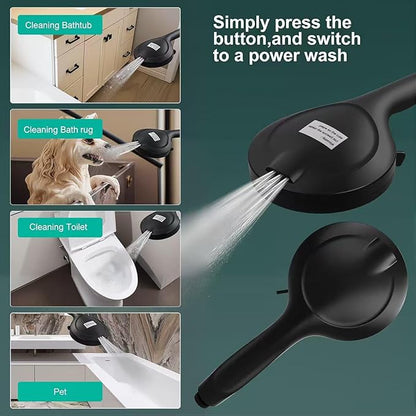 Matte Black Filtered Handheld Shower Head – 10 Spray Modes with Rain & Massage, Built-in Filter, Anti-Clog Nozzles, Power Rinse for Tile & Pets, Easy to Install