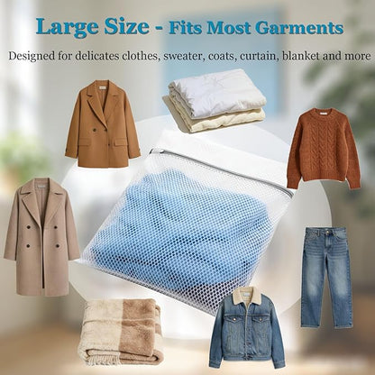 6 XX-Large Honeycomb Mesh Laundry Bag for Washing Machine - 24 X 24inch Large Lingerie Bags for Delicates, Durable Garment Bag for Sweater, Sheets, Blankets, Jeans [ 6 Pack ]