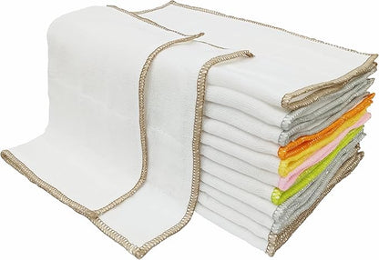 Mother-Earth 12 Pack Cotton Dish Cloths, Ultra Absorbent Quick-Drying Cleaning Cloths, Reusable and Eco-Friendly Dish Rags for Kitchen Use