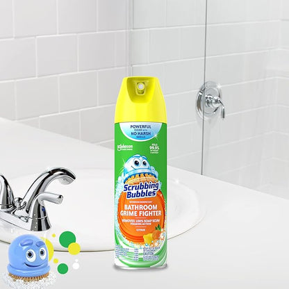 Scrubbing Bubbles Bathroom and Shower Cleaner Aerosol, Foaming Action Bathroom Grime Fighter, Citrus Scent, 20oz (Pack of 1)