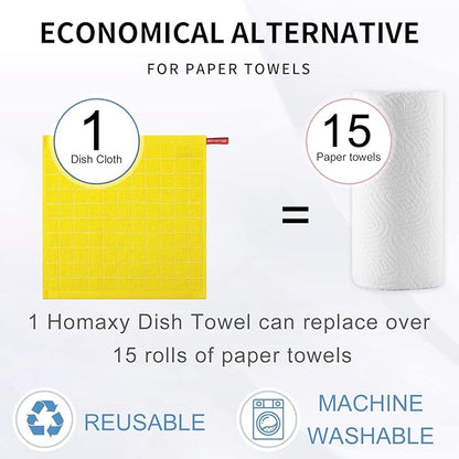 Homaxy 100% Cotton Terry Kitchen Dish Cloths, Ultra Soft and Absorbent Dish Towels for Kitchen, Perfect for Drying and Washing Dishes, 8 Pack, 12 x 12 Inches, Yellow