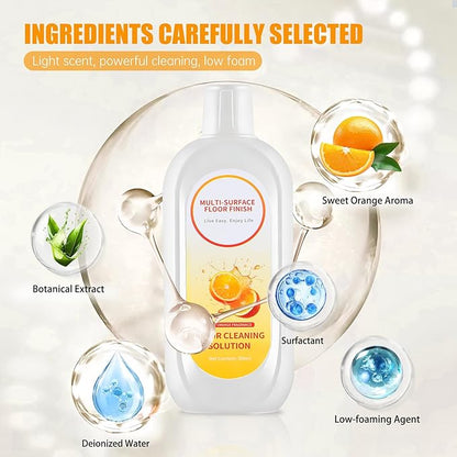 Floor Cleaning Solution Compatible with Tineco iFLOOR Series, All Robot Vacuums & Wireless Wet-Dry Mops, 4 Bottle Floor Cleaner Refill, Orange Scent