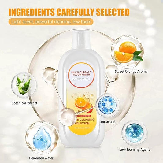 Floor Cleaning Solution Compatible with Tineco iFLOOR Series, All Robot Vacuums & Wireless Wet-Dry Mops, 2 Bottle Floor Cleaner Refill, Orange Scent