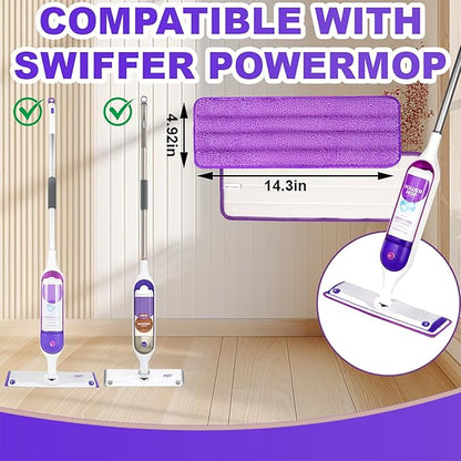 6 Pack Reusable Microfiber Mop Pads for Swiffer PowerMop, Power Mop Pads Refills for 13 ''-16 '' Spray Mop, Machine Washable Pad Replacement for All Floor Types Cleanin
