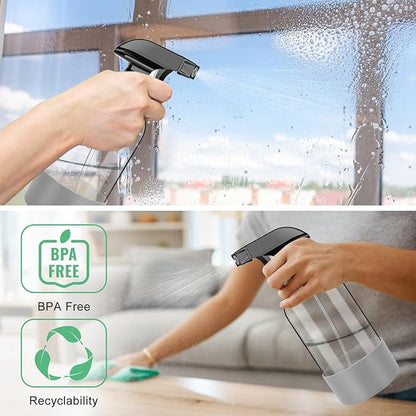 Glass Empty Spray Bottles 3 Pack, 17 oz/500 ml Glass Spray Bottles for Cleaning, Plants, Essential Oils, Hair Care, Refillable Empty Spray Bottle with Adjustable Nozzle for Squirt and Mist