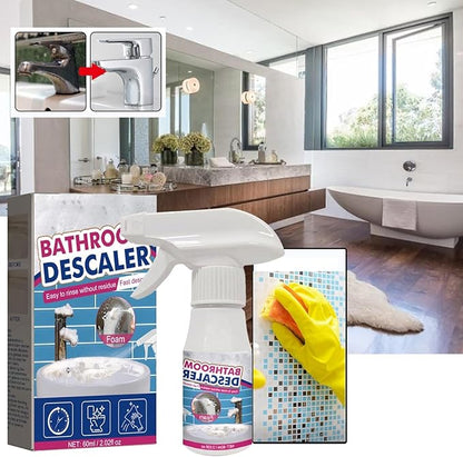 Bathroom Descaler Foam Cleaner Spray, Bubble Cleaner Foam with Enhanced Sprayhead & Sponge, To Tile Faucet Remover Tub Cleaner 60ml (2)