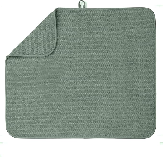 Bellemain XXL Dish Mat Microfiber Dish Drying Mat, Super absorbent (Green, 16" x 18")