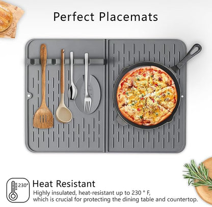 Silicone Dish Drying Mat for Kitchen Counter, Collapsible Dish Drainer Mat, Dish Drying Rack, Non-Slip, Easy to Clean (18.7x13.2 Inch)