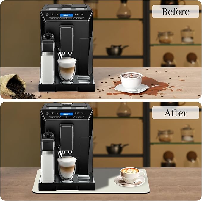 Bloss Coffee Mat, Super Absorbent Dish Drying Mat, Coffee Bar Mat, Kitchen Counter Mat, Hide Stain Rubber Backed Dish Drying Pad(12.2"x19.7", Off White)