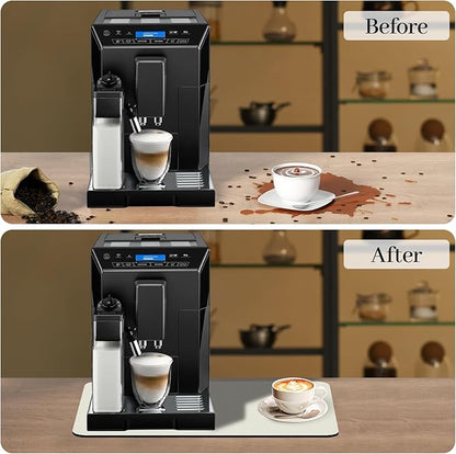 Bloss Coffee Mat, Super Absorbent Dish Drying Mat, Coffee Bar Mat, Kitchen Counter Mat, Hide Stain Rubber Backed Dish Drying Pad(12.2"x19.7", Off White)