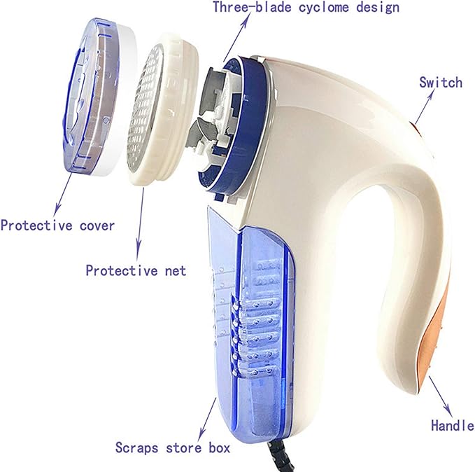 Fabric Shaver, Electric Fuzz Lint Remover, Portable Fabric Shaver and Effectively Sweater Defuzzer with Replaceable Blades for Clothes Furniture Couch Curtain (US)