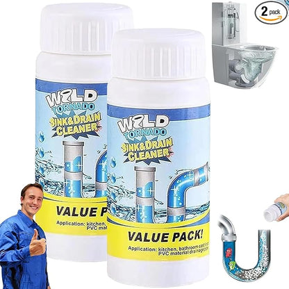 Sink and Drain Cleaner, Wild Tornado Cleaner Drain Cleaner, Multi-functional Pipe Dredge, Powerful Sink and Drains Cleaners Powder for Kitchen and Bathroom (2)