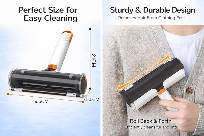 Pet Hair Remover for Furniture, Reusable Lint Roller for Pet Hair, Self Cleaning Pet Hair Remover for Couch, Carpet, Rugs, Car Seats & Bedding, Cat and Dog Hair Remover Tool
