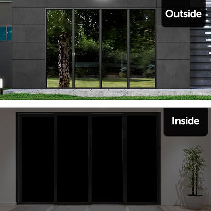 HIDBEA Mirror Blackout Window Film,100% Light Blocking Room Darkening Window Privacy Film,Mirror Glass Window Film Heat Control, Removable Window Cover Tint for Day Sleep (Mirror Black,17.5in x 6.5ft)