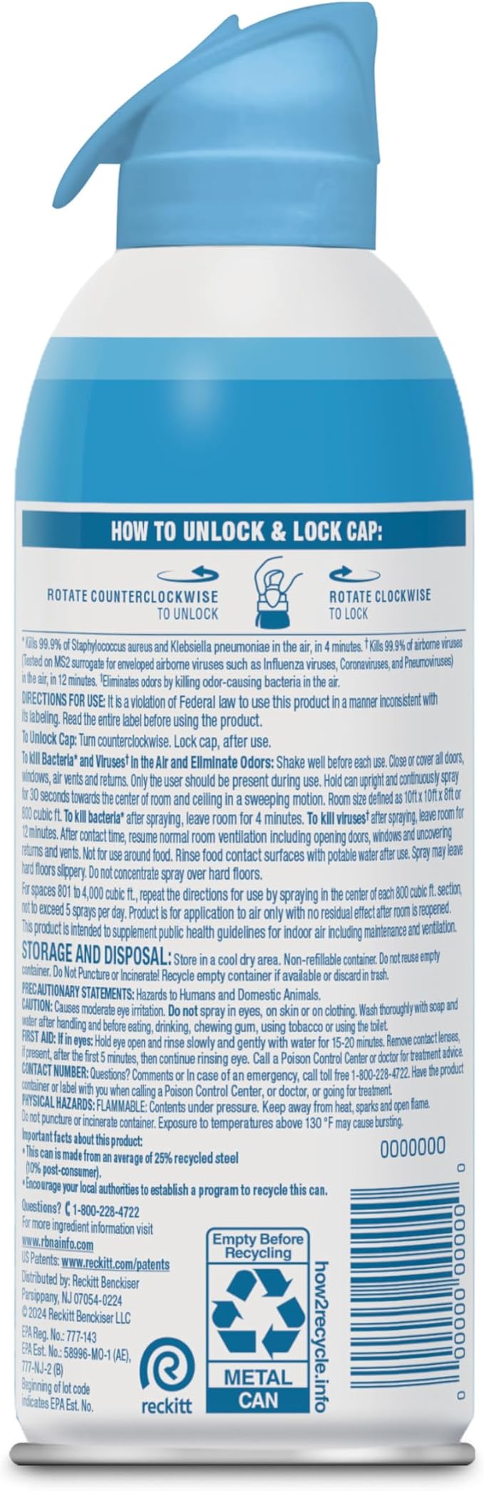 Lysol Air Sanitizer Spray with Bacterial Odor Eliminator for Home & Office, Sanitizing Air Spray, Air Freshener Alternative, Cotton Blossom Scent, 10 oz (Pack of 3)