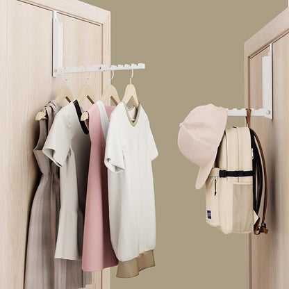 BAKON Over The Door Hooks, Small Space Double Folding Portable Over The Door Drying Rack for Laundry, Bathroom, Bedroom, Travel Storage and Drying (1Pack, White)
