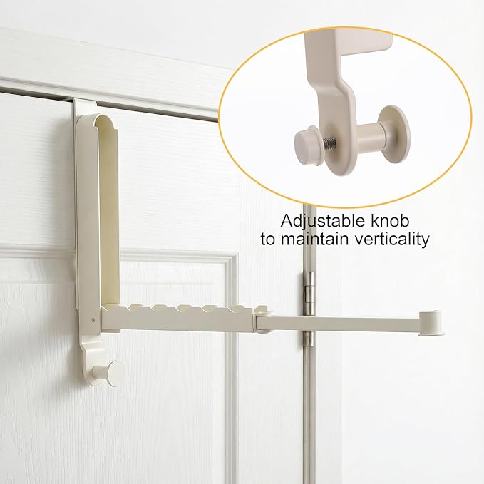 2 Pack Foldable Over The Door Drying Rack, Heavy Duty Door Hanger with Retractable Rod, Space Saving Laundry Towel Clothes Rack for Bathroom Bedroom