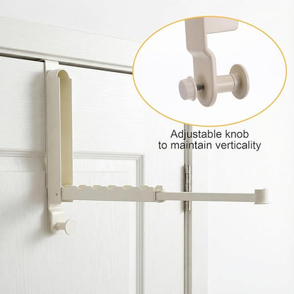 2 Pack Foldable Over The Door Drying Rack, Heavy Duty Door Hanger with Retractable Rod, Space Saving Laundry Towel Clothes Rack for Bathroom Bedroom