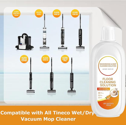 2 Packs Floor Cleaner Orange Scented Compatible with Tineco Cleaning Solution Deep Clean Residue & Streak Free, for Tineco Solution Cleaning Liquid for ALL Robotic Vacuum Mop Cleaner Solution