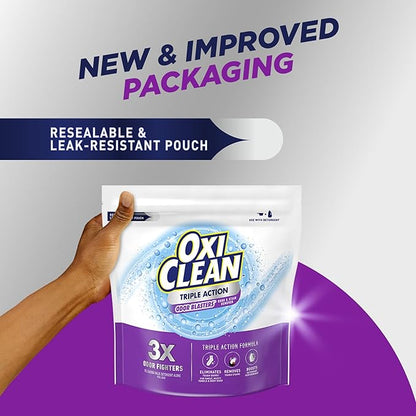 OxiClean Triple Action Odor Blasters, Removes Stains and Eliminates Tough Odors, Stain Remover Powder, Use with Detergent, Color-Safe and Chlorine-Free, 4 Lbs, Pack of 1