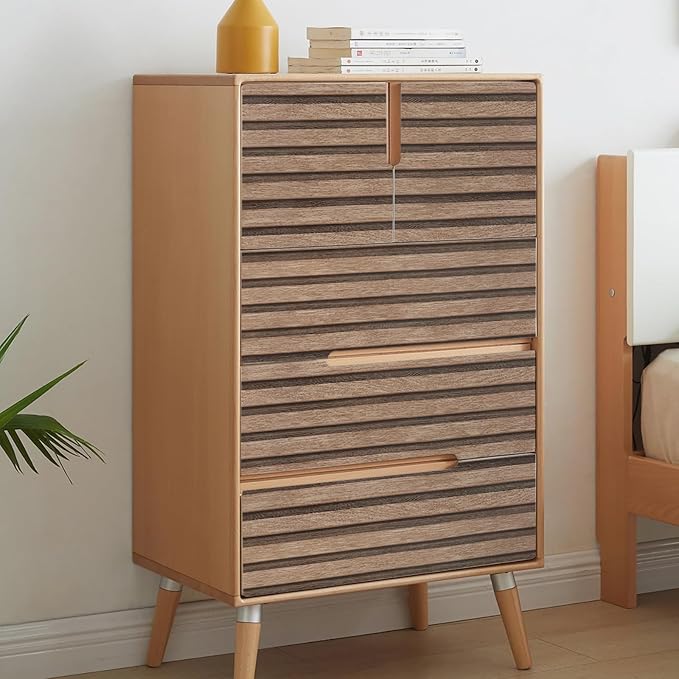 Yun-aeon Natural Wood Peel and Stick Wallpaper Wood Slats - 17.3"x 1200" Light Tan Self-Adhesive Waterproof Vinyl Removable Wall Paper for Wall Decor Bedroom