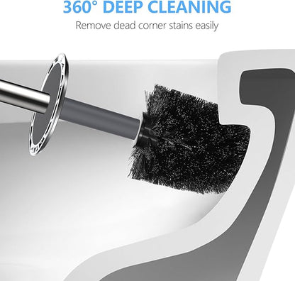 SetSail Toilet Brush, Compact Size Toilet Bowl Brush and Holder Toilet Brushes for Bathroom with Stainless Steel Handle Toilet Cleaner Brush with Durable Scrubbing Bristles, 3 Packs，Gery